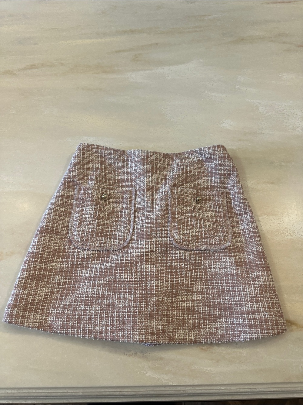 Little girl Mayoral Pink Tweed Mini Skirt with Front Pockets